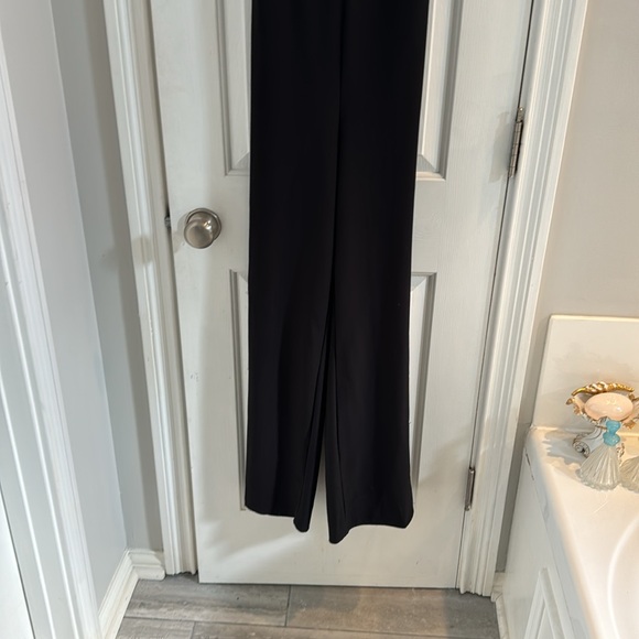 Blue Blush Spaghetti Strap Black Jumpsuit w/ Cut-Out Back & Sash - Picture 3 of 11